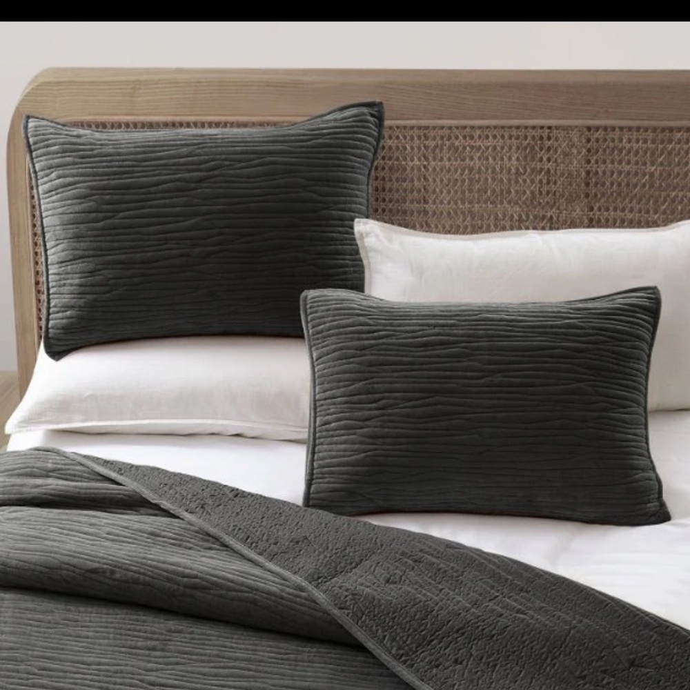 Luxurious Wood-Grain Velvet Quilted Pillow Shams 20” x 26” - set of 2